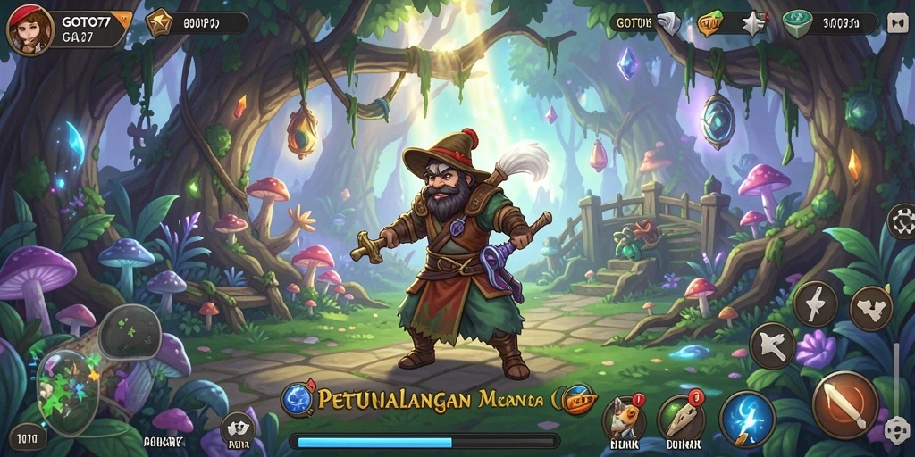 Tampilan antarmuka GOTO77 saat menjelajah dunia Petualangan.