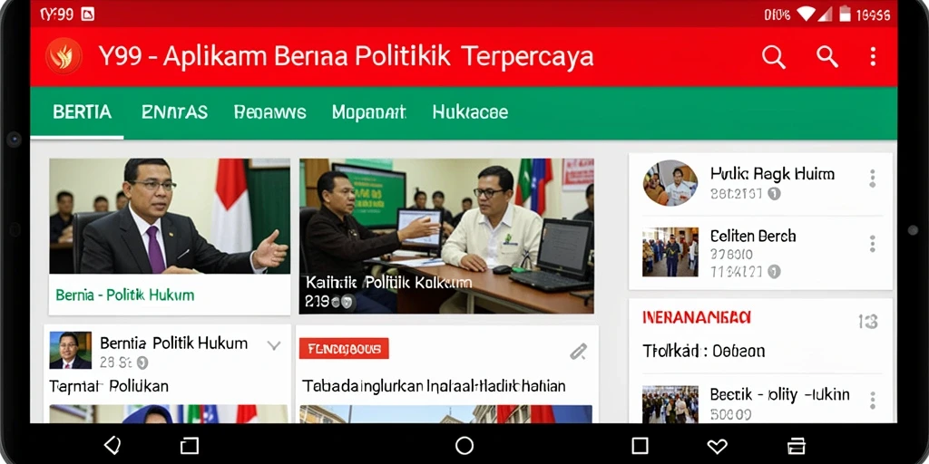Antarmuka Y89 menampilkan berita terkini tentang politik dan hukum.