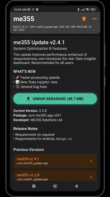 Tampilan halaman APK me355