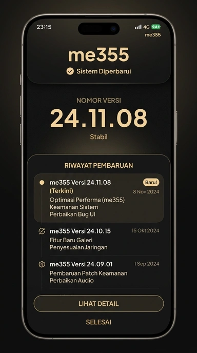 Tampilan riwayat versi me355